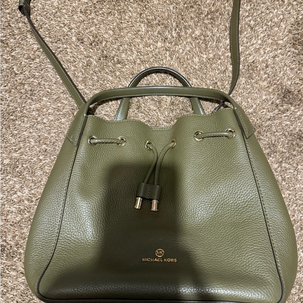 Michael Kors Sage Green Leather Shoulder Bag